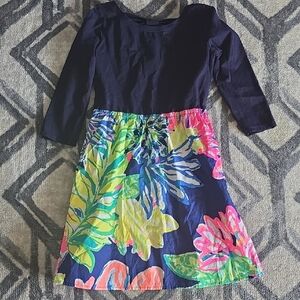 Lilly Pulitzer Navy Dress with Vibrant Floral Print